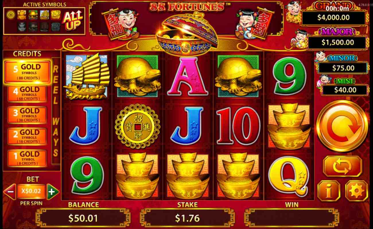 88 fortunes online slot casino game icons