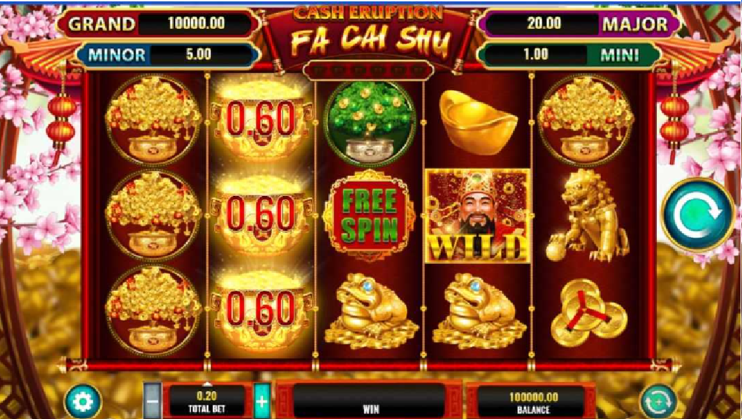 Screenshot of Cash Eruption Fa Cai Shu online slot game