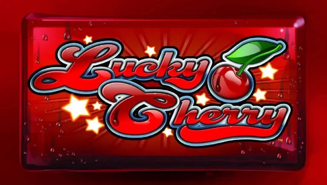 The Lucky Cherry title screen. It has a red background with water dripping down it. In the foreground is the game title and cherry logo.