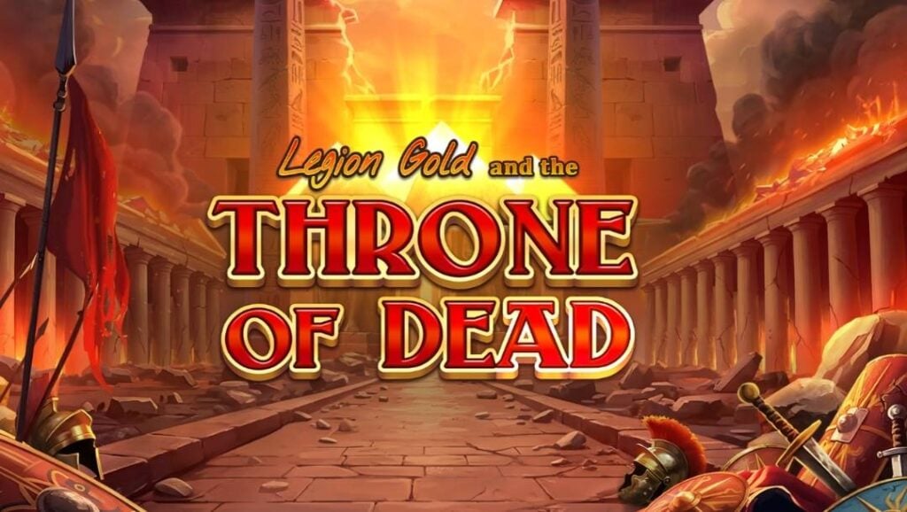 Legion Gold and the Throne of Dead title over the burning ruins of Luxor Temple.