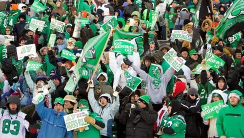 With the wind gusting up to 50km/h and temperatures around -35 with the windchill, thousands of fans welcomed home the Grey Cup winning Saskatchewan Roughriders home to Mosaic Stadium on Monday Nov. 26, 2007 in Regina, Sask. The Saskatchewan Roughriders defeated the Winnipeg Blue Bombers 23-19 in the 95th Grey Cup Sunday in Toronto.