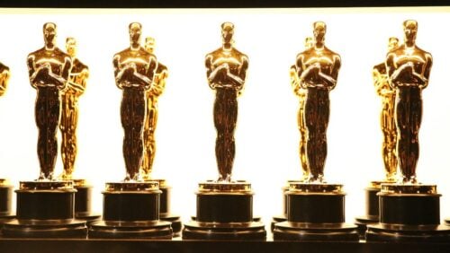 Oscar statuettes appear backstage at the Oscars in Los Angeles on Feb. 26, 2017.