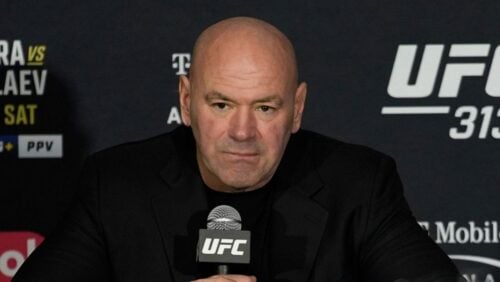 FILE - Dana White, CEO of the Ultimate Fighting Championship, speaks during a news conference.