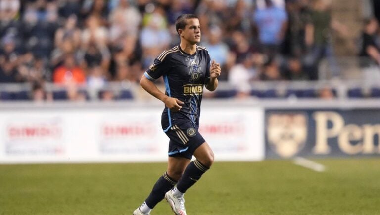 Philadelphia Union's Cavan Sullivan plays during an MLS soccer match against CF Montréal, Wednesday, July 16, 2025, in Chester, Pa.