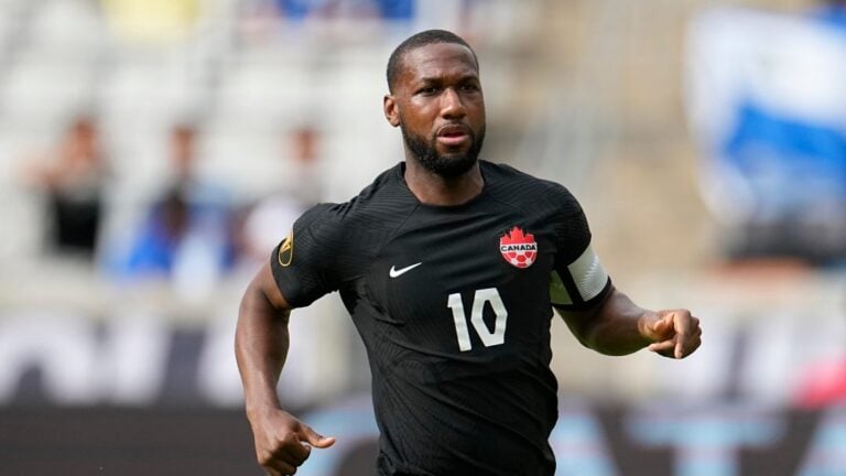 Canada's Junior Hoilett runs up the field against Cuba during the first half of a CONCACAF Gold Cup soccer match Tuesday, July 4, 2023, in Houston.