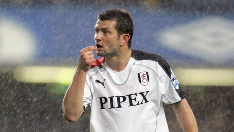 Fulham's Tomasz Radzinski in action against Chelsea during their English Premiership soccer match at Chelsea's Stamford Bridge ground in London Monday Dec. 26, 2005 .