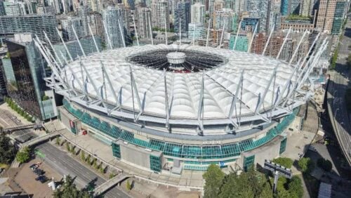 Aerial view of BC Place in Vancouver, British Columbia